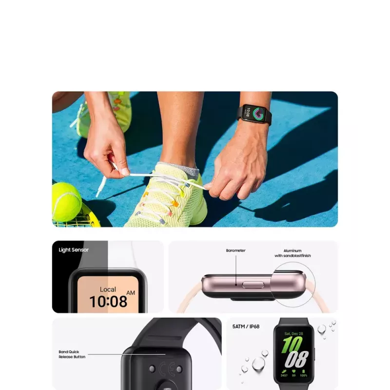 Samsung Galaxy Fit3 4,06 cm (1,6 polegadas) AMOLED 40 mm digital 256 x 402 píxeis ecrã tátil prateado