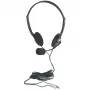 Manhattan headset estéreo on-ear (3,5 mm), braço do microfone, controlo de volume em linha, almofadas de espuma, fichas jack estéreo 3,5 mm padrão 2x para utilização de áudio/microfone, cabo de 2 m, preto, três anos de garantia
