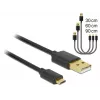 Delock Cabo de dados e carregamento de USB 2.0 Type-A para Micro-B, conjunto de 3 peças, preto