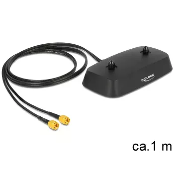 DeLOCK 88739 Base para antena, 2x SMA, cabo de 1 m, preto