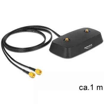 DeLOCK 88739 Base para antena, 2x SMA, cabo de 1 m, preto