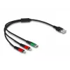 Cabo de carregamento USB DeLOCK 3-em-1 Type-A para 2 x Lightning USB Type-C 30 cm