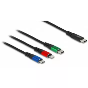Cabo de carregamento USB DeLOCK 3-em-1 Type-A para 2 x Lightning USB Type-C 30 cm