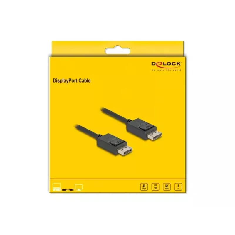 Cabo DisplayPort DeLOCK 16K 30 Hz 8K 60 Hz 40 Gbit/s 3 m