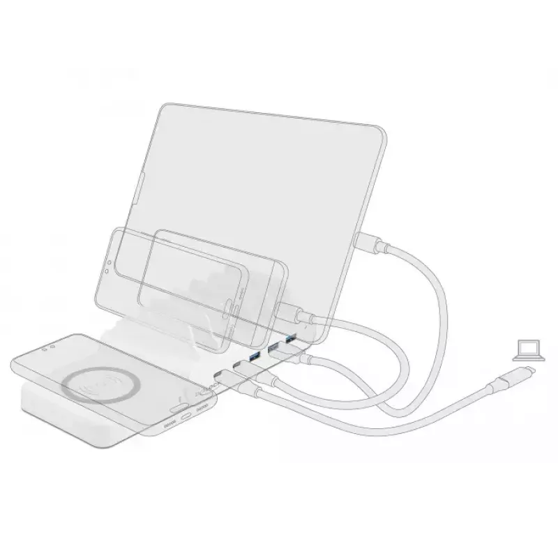 Carregador autónomo DeLOCK carregador USB e sem fios 2 x USB Type-C PD + 3 x USB Type-A com 110 W