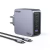 Carregador Ugreen Nexode Pro 160W GaN com cabo USB-C universal preto, cinzento AC carregamento rápido interior