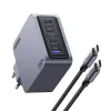 Carregador Ugreen Nexode Pro 160W GaN com cabo USB-C universal preto, cinzento AC carregamento rápido interior