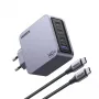 Carregador Ugreen Nexode Pro 160W GaN com cabo USB-C universal preto, cinzento AC carregamento rápido interior