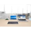 Teclado sem fios Manhattan Ultra fino de modo duplo, layout QWERTZ alemão, Bluetooth (v3.0) e wireless (2,4 GHz), 78 teclas planas tipo tesoura, gestão automática de energia, alcance 10 m, micro recetor USB-A, pilha AAA (incluída), Windows e Mac, três anos de garantia