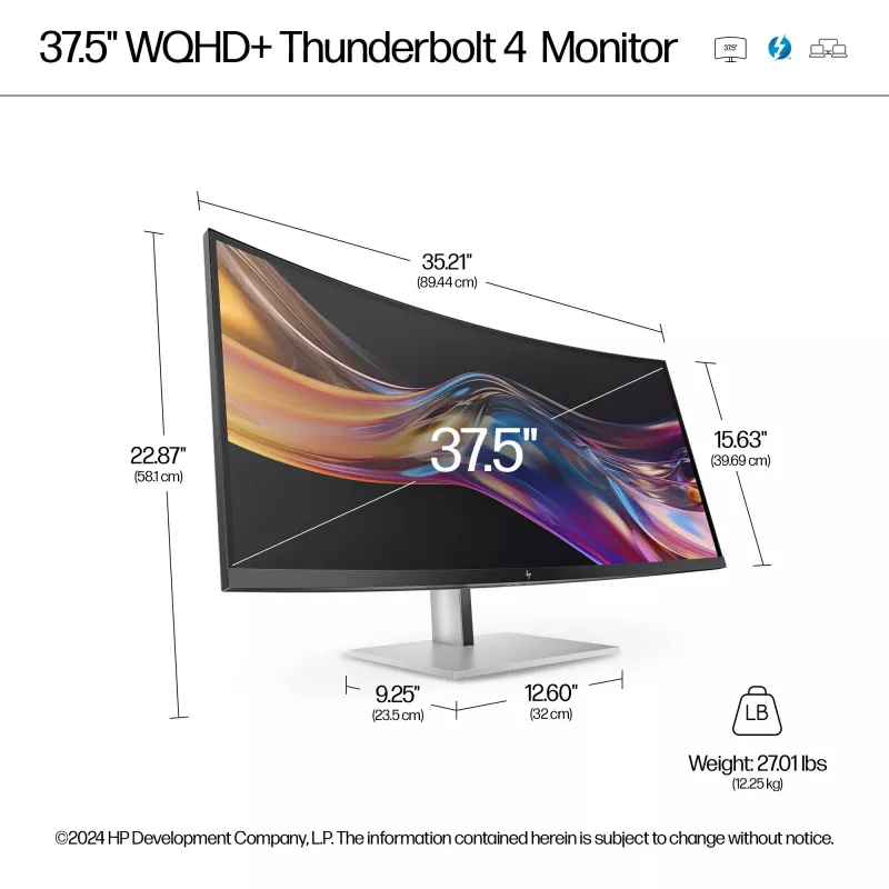 Monitor HP Series 7 Pro 37,5 polegadas WQHD+ Thunderbolt 4 - 738pu