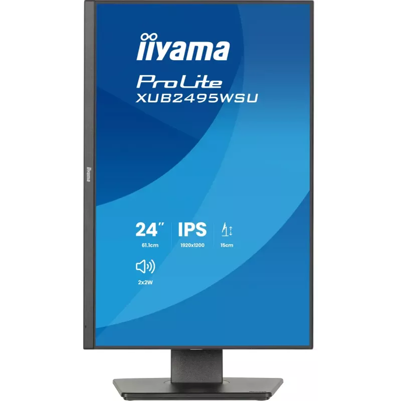 Monitor IIYAMA ProLite XB2495WSU-B1 61,2 cm (24,1 polegadas) 1920×1200 IPS Full HD, 4 ms, hub USB 3.2, altura ajustável, altifalantes