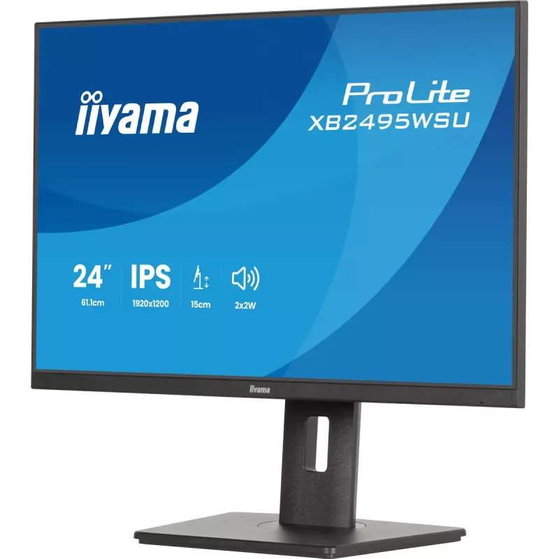 Monitor IIYAMA ProLite XB2495WSU-B1 61,2 cm (24,1 polegadas) 1920×1200 IPS Full HD, 4 ms, hub USB 3.2, altura ajustável, altifalantes