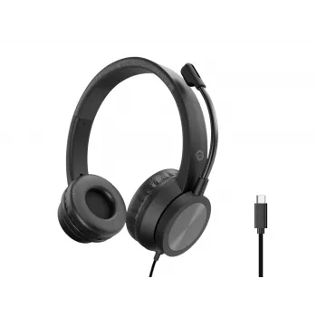 Headset CONCEPTRONIC POLONA05BC — Estéreo USB-C, Microfone com cancelamento de ruído, Supra-aural, Cabo de 2 m, 20–22000 Hz, Preto