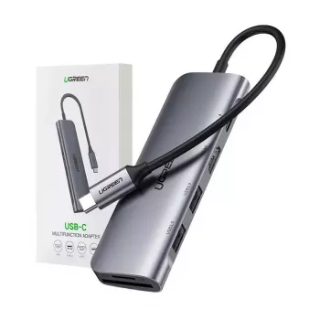 Dock de portátil/replicador de portas Ugreen 15214 com fios USB 3.2 Gen 1 (3.1 Gen 1) Type-C roxo, metálico