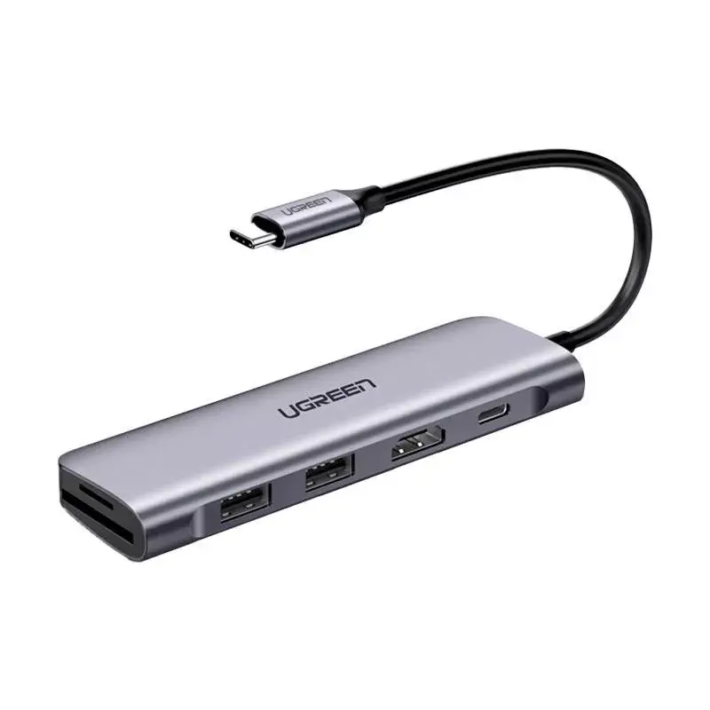 Dock de portátil/replicador de portas Ugreen 15214 com fios USB 3.2 Gen 1 (3.1 Gen 1) Type-C roxo, metálico