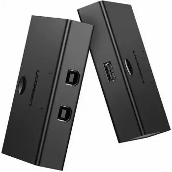 Comutador USB UGREEN UGR423 2x1 preto — 2 computadores para 1 dispositivo USB, botão manual