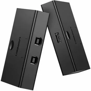 Comutador USB UGREEN UGR423 2x1 preto — 2 computadores para 1 dispositivo USB, botão manual