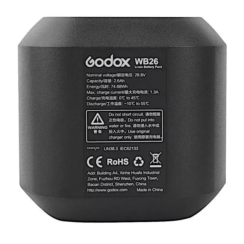 Bateria acessório de flash de câmara Godox WB26 Lithium-Ion 2600 mAh 28,8 V
