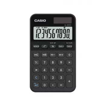Calculadora de bolso CASIO SL-310YC, básica, 10 dígitos, pilha e solar, funções de imposto e margem, preta