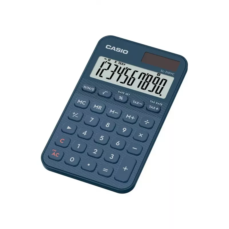 Calculadora de bolso Casio SL-310YC formato de bolso básica 10 dígitos pilha/solar azul-marinho