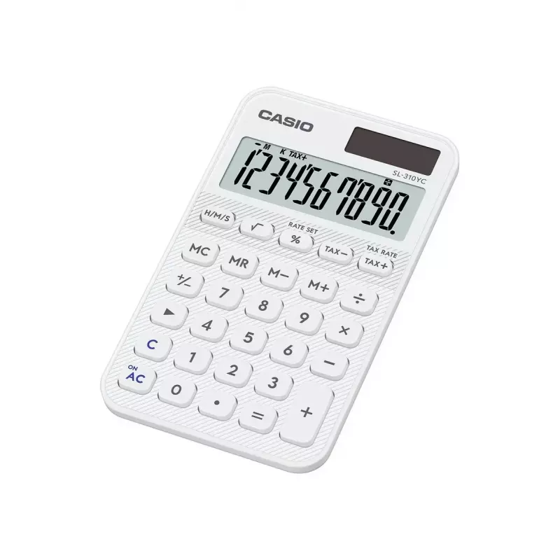 Calculadora de bolso CASIO SL-310YC Pocket Basic, 10 dígitos, pilha/solar, branca