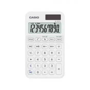 Calculadora de bolso CASIO SL-310YC Pocket Basic, 10 dígitos, pilha/solar, branca