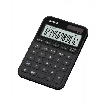 Calculadora de secretária CASIO MS-20YC — modelo básico, pilha/solar, cálculo de imposto e margem, preta