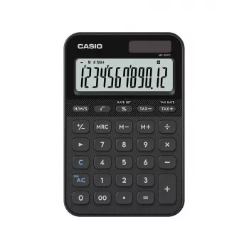 Calculadora de secretária CASIO MS-20YC — modelo básico, pilha/solar, cálculo de imposto e margem, preta