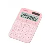 Calculadora de secretária básica CASIO MS-20YC — 12 dígitos, funções de imposto e margem, pilha/solar, rosa-claro