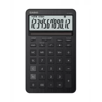 Calculadora de secretária CASIO JW-200DQ – básica, 12 dígitos, funções de imposto e margem, pilha/solar, preta