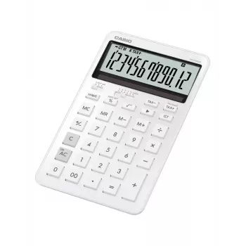 Calculadora de secretária CASIO JW-200DQ calculadora básica de 12 dígitos, pilha/solar, funções de imposto e margem, branca