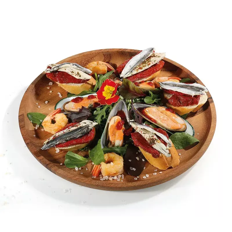 Travessa de servir Zassenhaus prato de aperitivos madeira redondo 30 cm