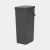 Balde do lixo de reciclagem retangular Brabantia Sort & Go 40L cinzento