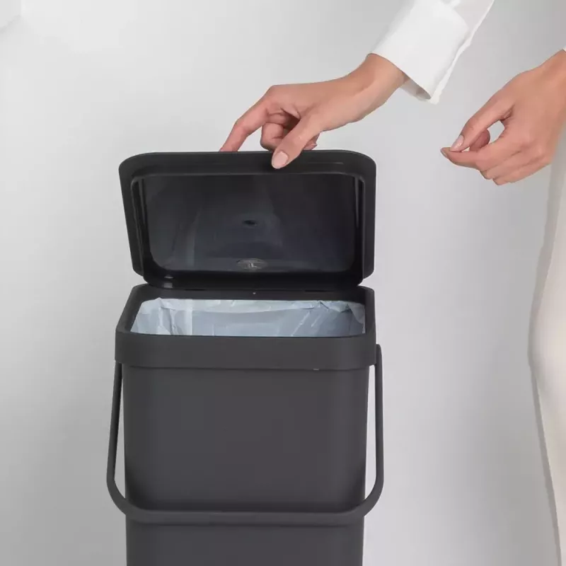 Balde do lixo de reciclagem retangular Brabantia Sort & Go 40L cinzento