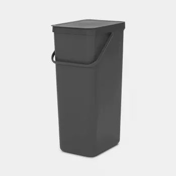 Balde do lixo de reciclagem retangular Brabantia Sort & Go 40L cinzento