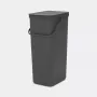 Balde do lixo de reciclagem retangular Brabantia Sort & Go 40L cinzento