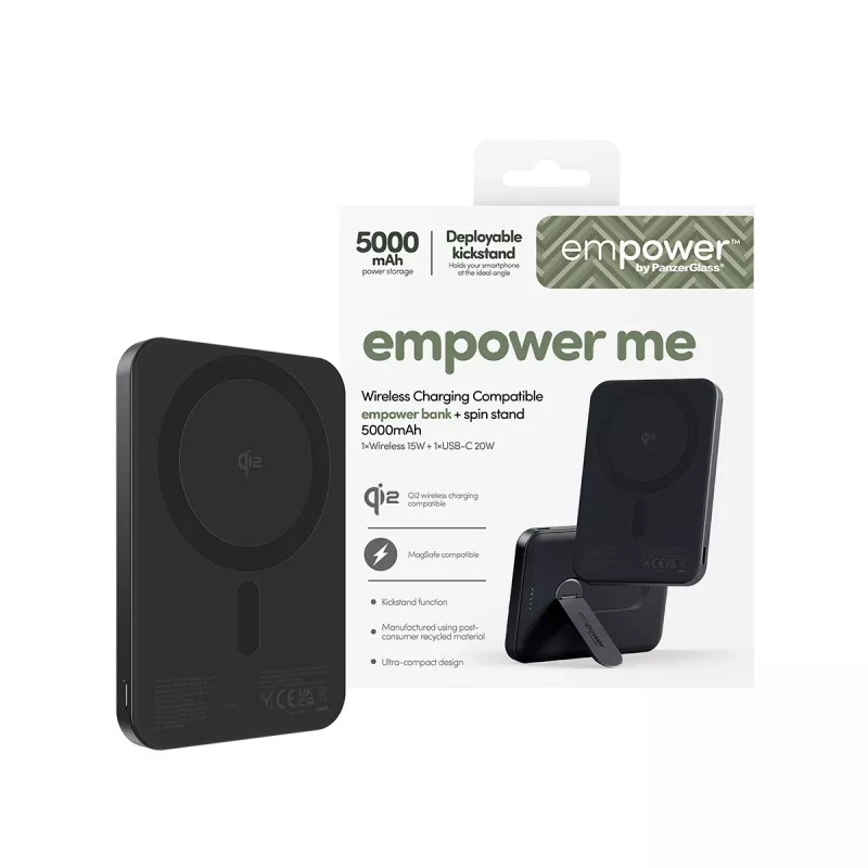 PanzerGlass empower™ by ® empower™ banco com Spin Stand | 5000mAh | Space Black