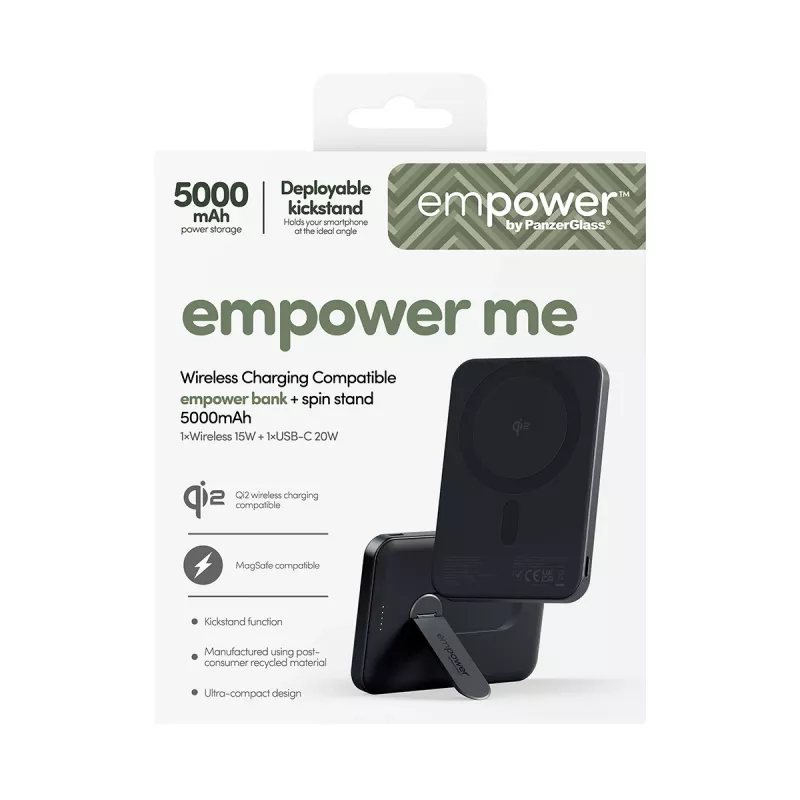 PanzerGlass empower™ by ® empower™ banco com Spin Stand | 5000mAh | Space Black