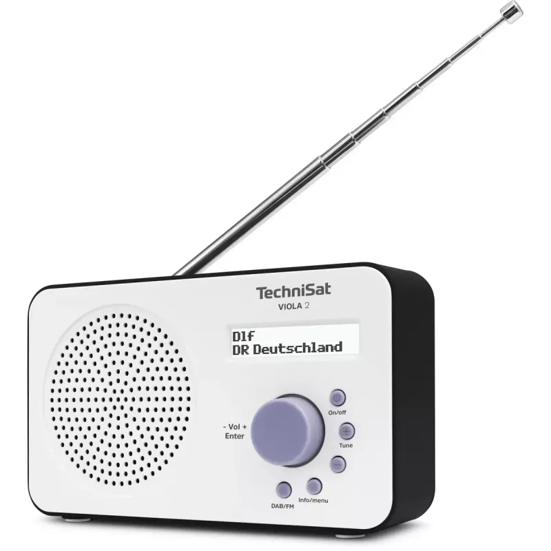 Rádio digital portátil TECHNISAT 0000/3906 — DAB/DAB+/FM, 1 W RMS, LCD, 3,5 mm, branco/preto, 0,338 kg