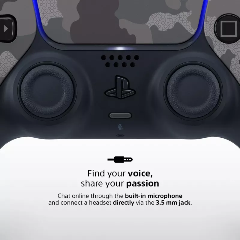 Comando Sony DualSense v3 Camouflage – Bluetooth/USB, PS5, bateria incorporada, USB‑C, 160×106×66 mm