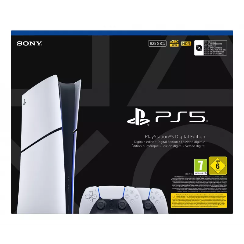 Consola de jogos Sony PlayStation 5 slim Digital 825 GB SSD, Wi‑Fi, Bluetooth, HDMI 2.1, branco/preto