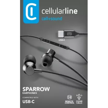 Auscultadores intra-auriculares estéreo Cellularline SPARROW com microfone e controlo remoto