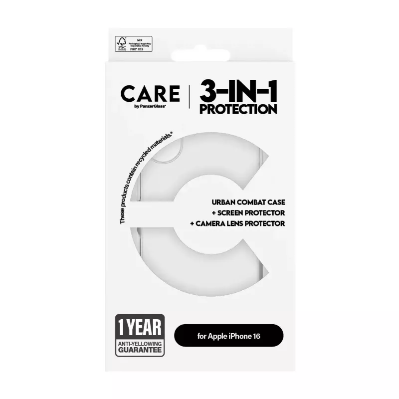 PanzerGlass ® | CARE by ® Flagship conjunto 3-em-1 iPhone 16