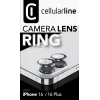 Anel de lente de câmara Cellularline - iPhone 16/16 Plus vidro temperado para proteção da câmara