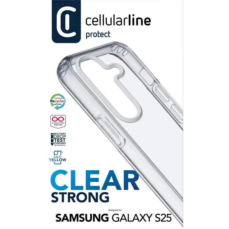 Cellularline Clear Protect - capa rígida para Galaxy S25 com bordas de borracha