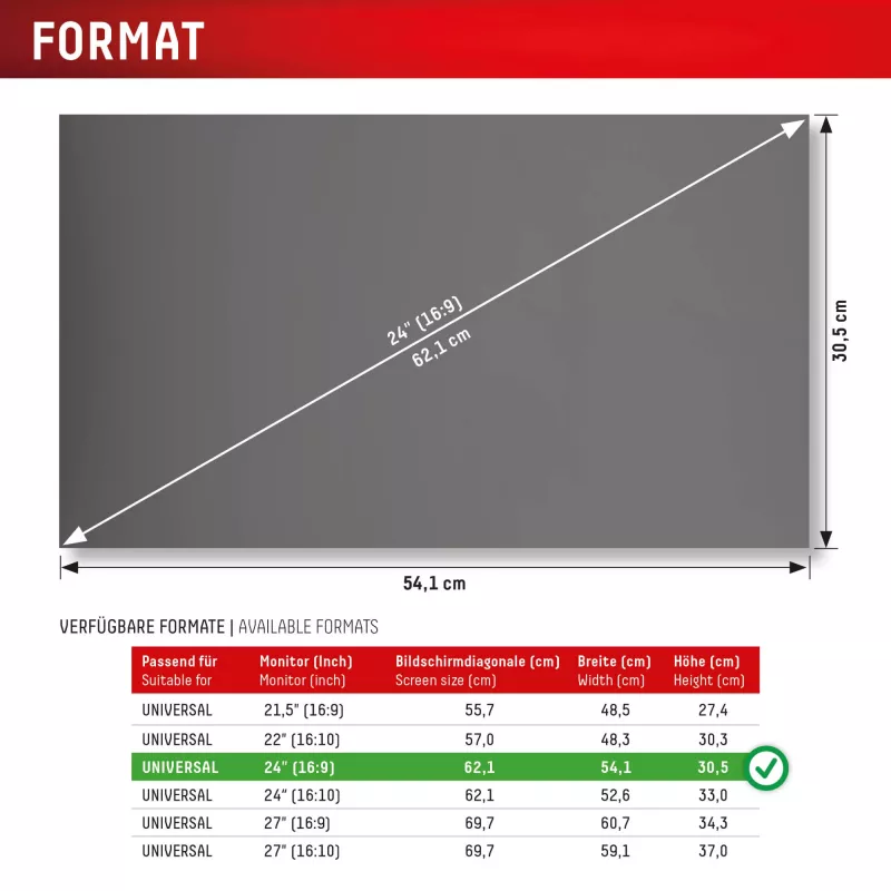 Filtro de privacidade removível de 2 vias Displex PRIVACY SAFE para monitor de secretária 24'' (16:9)