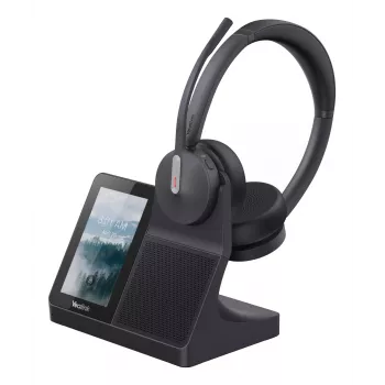 Headset duplo Yealink WH64 — Com fios e sem fios Bluetooth, Supra-aural, arco de cabeça, alcance de 50 m, preto