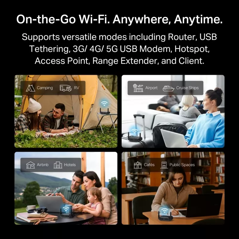 Router wireless TP-Link BE3600 Wi-Fi 7 2.5 Gigabit Ethernet Dual-Band (2,4 GHz / 5 GHz) preto