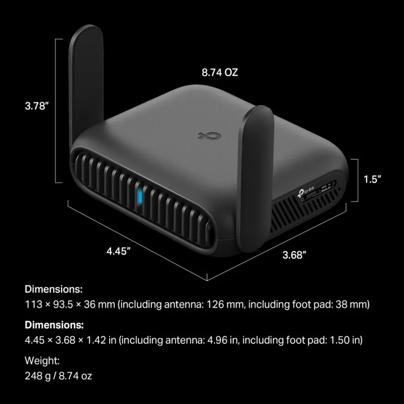 Router wireless TP-Link BE3600 Wi-Fi 7 2.5 Gigabit Ethernet Dual-Band (2,4 GHz / 5 GHz) preto
