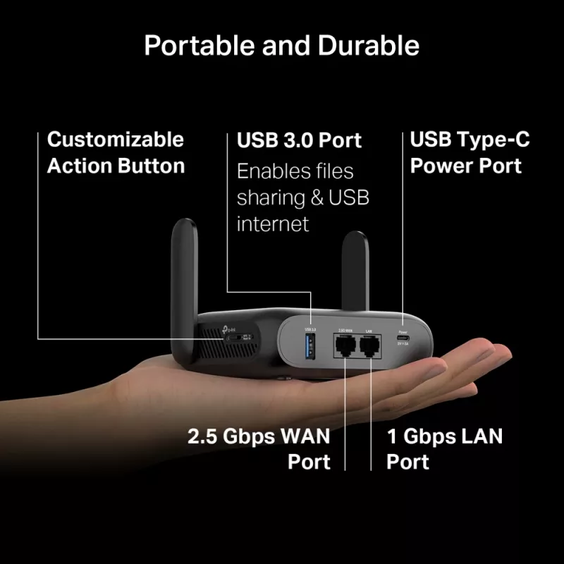 Router wireless TP-Link BE3600 Wi-Fi 7 2.5 Gigabit Ethernet Dual-Band (2,4 GHz / 5 GHz) preto